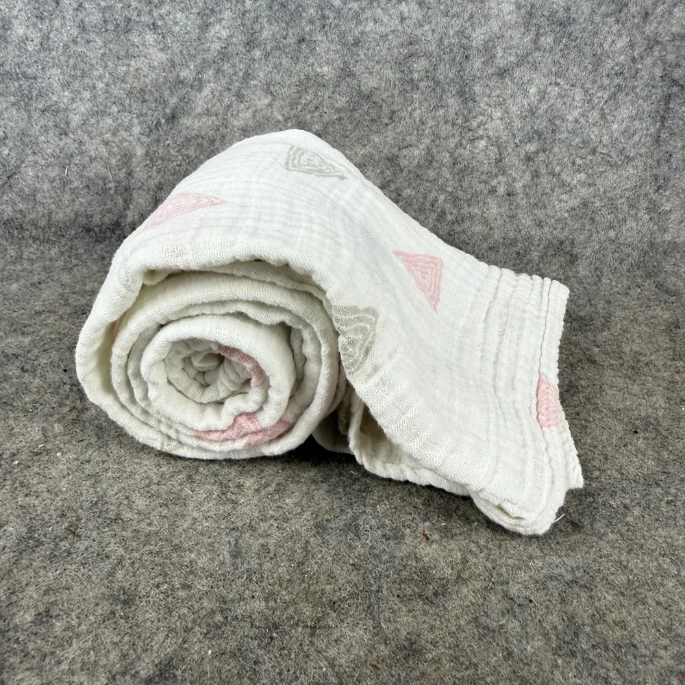 Aden + Anais Triangle Print Baby Swaddle Blanket‎ Pink White Tan Gray Muslin